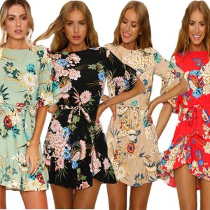 Ruffle printed short dress